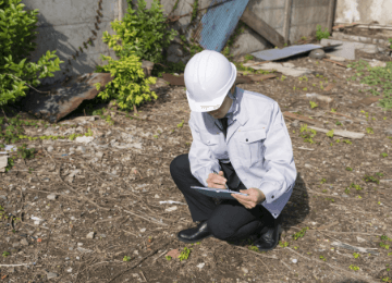 地盤調査　スタッフ　写真